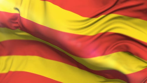 Waving Red and Yellow Striped Flag Loop Animation