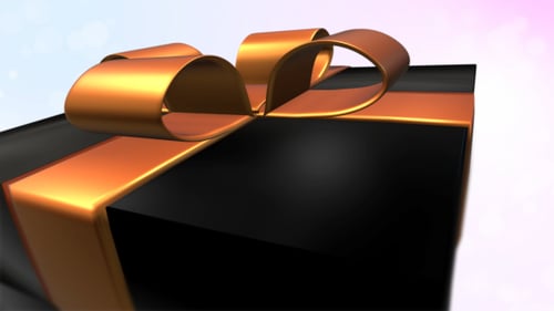 Animated Gift Box Reveal with Golden Ribbons