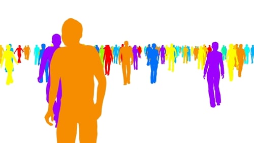Colorful Crowd of Walking People Silhouettes Flat Design Animation