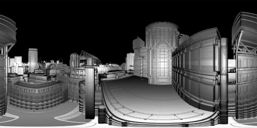 VR 360 Wireframe City Buildings