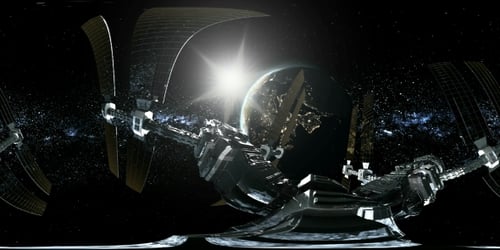 International Space Station Orbiting Earth in Virtual Reality