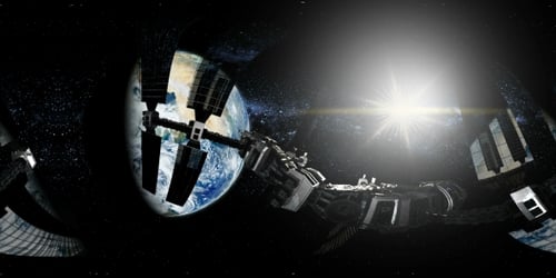 International Space Station Orbiting Earth in Virtual Reality