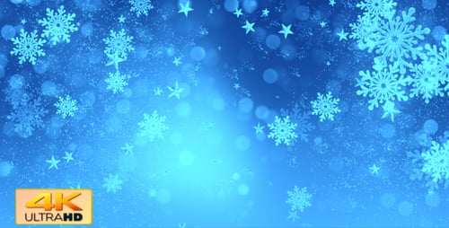 Elegant Blue Snowflakes Stars Winter Festive Loopable Background