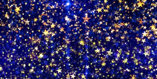 Glittering Gold Blue Stars Background Loop