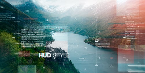 Digital HUD Parallax Slideshow with Glitch Transitions and Data Overlays