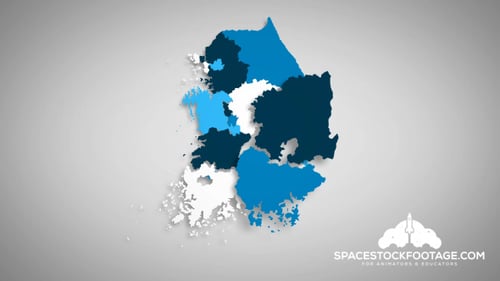 Animated Map of South Korea with Regions Assembling