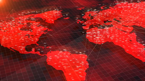 Animated World Map with Connecting Data Network and Numbers