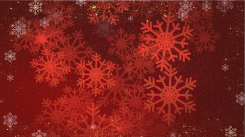 Festive Red Glitter Snowflakes Background Animation