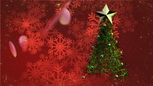 Animated Christmas Tree and Snowflakes Festive Background