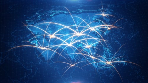 Global Digital Network Connection Map Animation