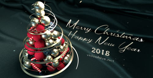 Festive 3D Christmas Tree Animation with Gold and Red Ornaments