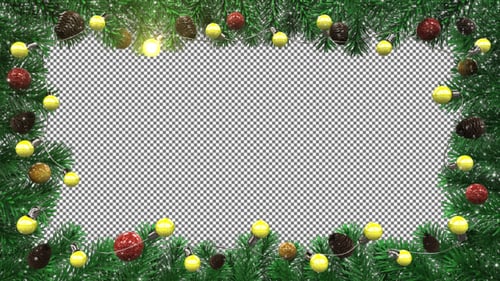 Festive Christmas Frame with Pine and Twinkling Lights