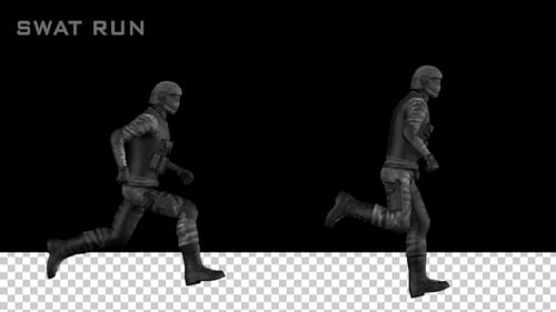 Animated Running Figure with Tactical Gear Alpha Channel