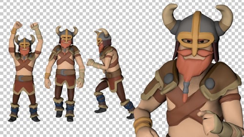 Animated 3D Viking Warrior Character Running Walking and Celebrating