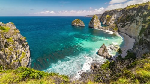 View From the Cliff To White Atuh Beach at Nusa Penida Island, Bali, Indonesia