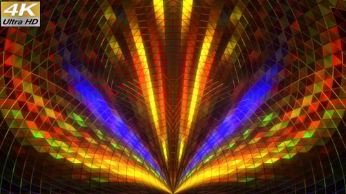 Dynamic Abstract Geometric Grid With Colorful Light Rays Background