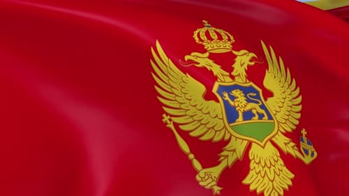 Montenegro National Flag Waving in Realistic Loop