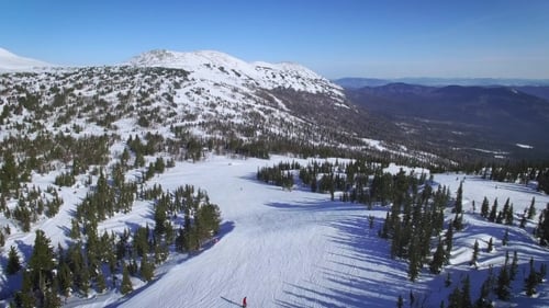 Drone Shot Snow Mountain in a Ski Resort