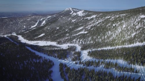 Drone Shot Snow Mountain in a Ski Resort
