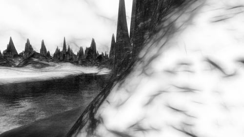Sketch Style Abstract Landscape Flythrough Animation