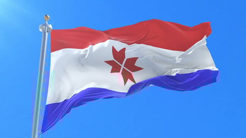 Realistic Waving Flag with Red Star Symbol Animation
