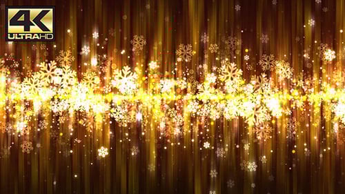 Golden Snowflakes and Glittering Particles Winter Holiday Background
