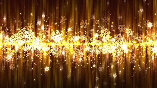 Shimmering Golden Snowflakes Christmas Background Loop