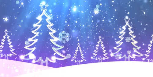 Animated Winter Wonderland with Sparkling Christmas Trees and Falling Snow