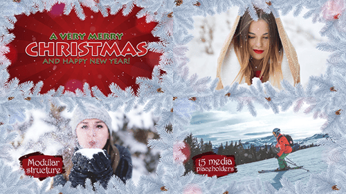 Festive Christmas Slideshow with White Pine Branches