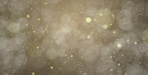 Golden Glittering Particles and Bokeh Celebration Background