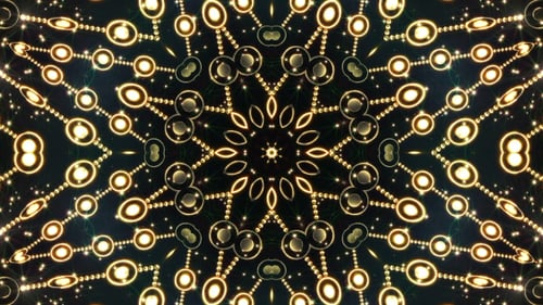 Abstract Glowing Golden Kaleidoscope Pattern Loop Background