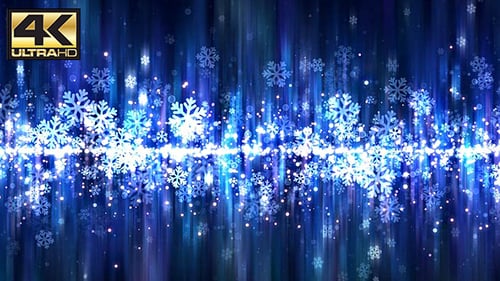 Glowing Blue Snowflakes Winter Holiday Abstract Motion Background