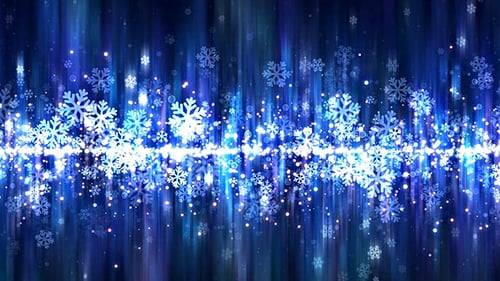 Winter Holiday Snowflakes and Sparkling Blue Lights Background