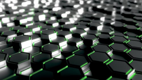 Futuristic Hexagonal Black and Green Figures