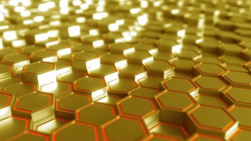Futuristische sechseckige goldene Figuren