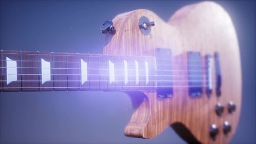 Modern Electric Guitar Fretboard with Pulsating Light Scan