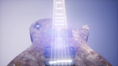 Electric Guitar Neck Animation with Glowing Strings