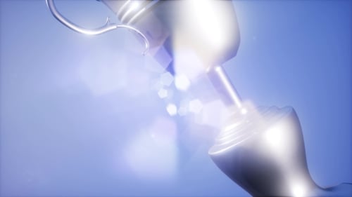 3D Silver Trophy Assembling and Rotating with Light Effects