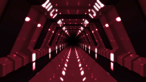 Futuristic Red Tunnel Loop Background Animation