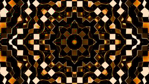 Pulsating Golden Geometric Kaleidoscope Loop Background