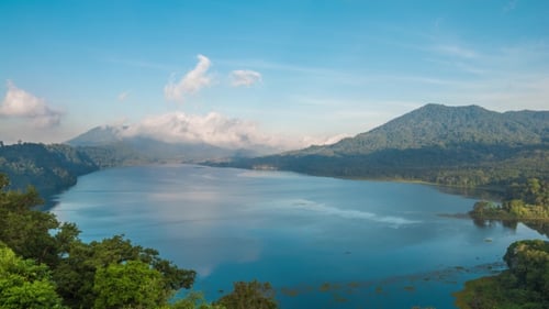 Beatiful View Over the Lake. Lake and Mountain View From a Hill, Buyan Lake, Bali