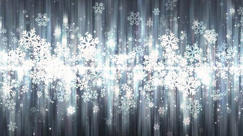 Seamless Loop of Falling Snowflakes and Glittering Light Background
