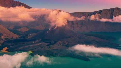 Barujari Volcano Cone Inside Mt. Rinjani Caldera in Lombok Island, Indonesia