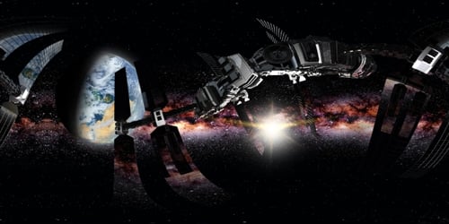International Space Station Orbiting Earth in Virtual Reality