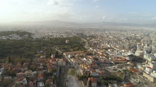 Vista aérea del ágora antigua de Atenas