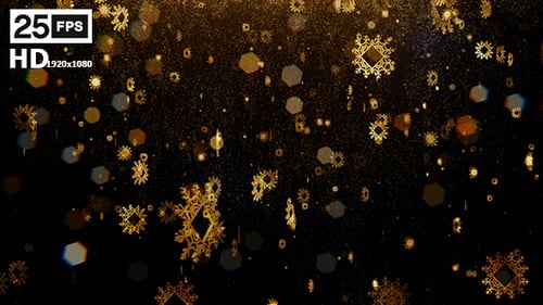 Golden Falling Snowflakes Glittering Particle Overlay for Celebrations