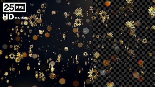 Elegant Golden Snowflakes Falling Celebration Background