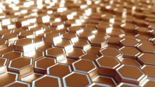 Dynamic Abstract Gold Hexagon Surface Motion Loop