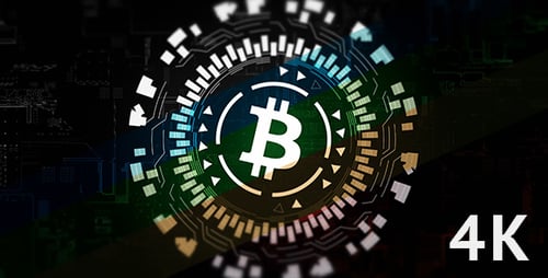 Bitcoin Sign in Center of Rotating Interface 5 in 1 Pack