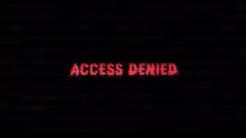 Acceso denegado texto con ruido y fondo vhs
